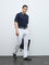Ascot Navy Knit-Textured Relaxed-Fit Cotton-Blend Polo T-Shirt