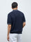Ascot Navy Knit-Textured Relaxed-Fit Cotton-Blend Polo T-Shirt