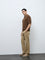 Ascot Tan Knit-Textured Relaxed-Fit Cotton-Blend Polo T-Shirt