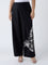 Gia Black Floral Embroidered Cotton-Blend Trousers