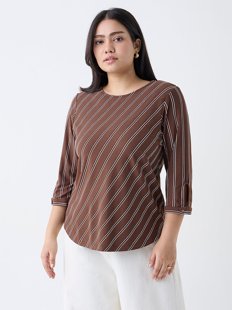 Gia Dark Brown Printed Top
