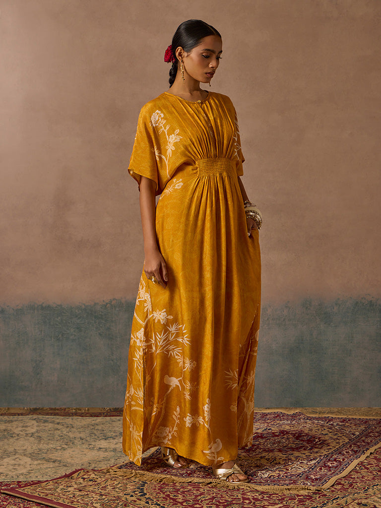 Botanical Design Mustard Kaftan