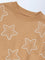 HOP Kids Girls Light Brown Star Design Cotton-Blend Sweatshirt