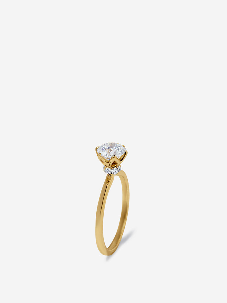 Halo Flower-Style Lab Diamond Solitaire Ring