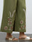 Bombay Paisley Green Embroidered Cotton-Blend Palazzos