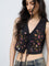 Bombay Paisley Black Embroidered Tie-Up Top