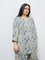 Diza Light Taupe Botanical Printed Tunic