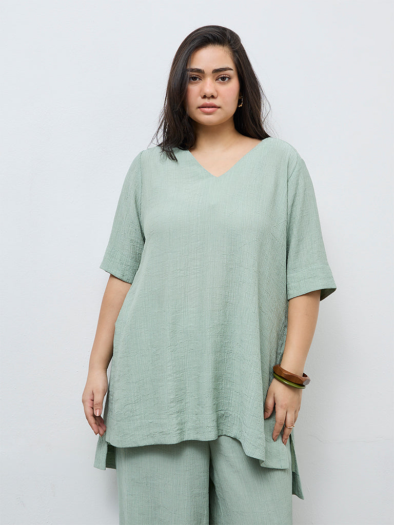 Diza Mint Textured High-Low Tunic