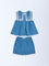 HOP Baby Girls Blue Embroidered Denim Top and Shorts Set