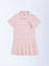 HOP Kids Girls Pink Embroidered Cotton Polo Dress