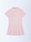 HOP Kids Girls Pink Embroidered Cotton Polo Dress