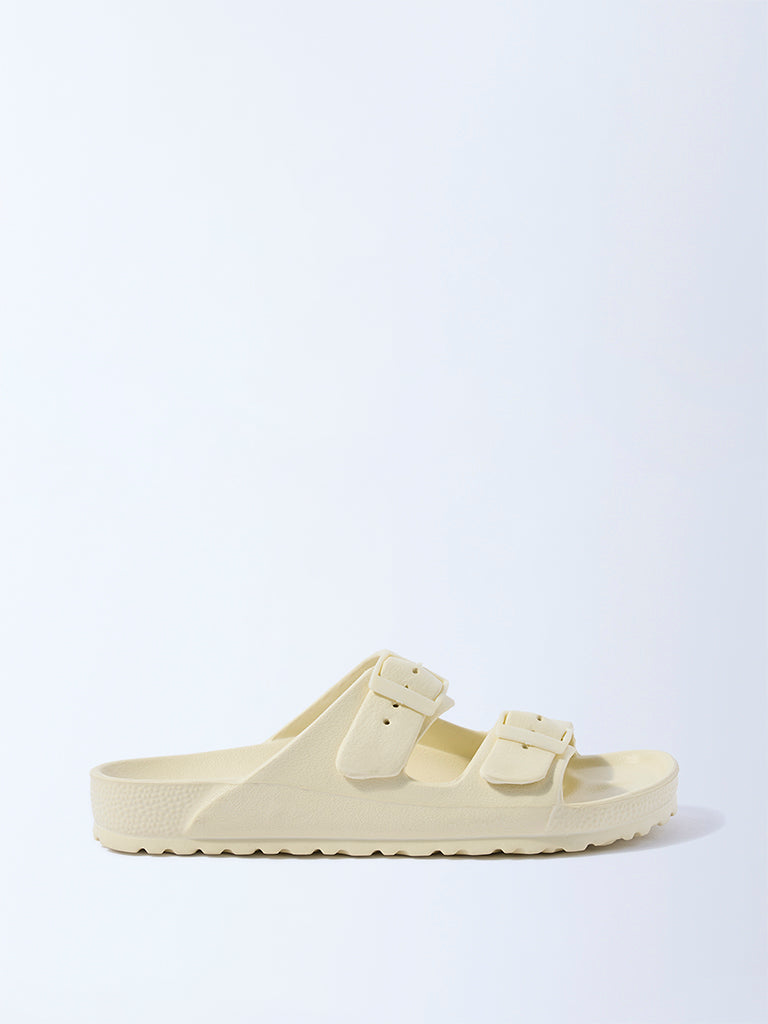 LUNA BLU Yellow Dual-Strap Slip-On Slides