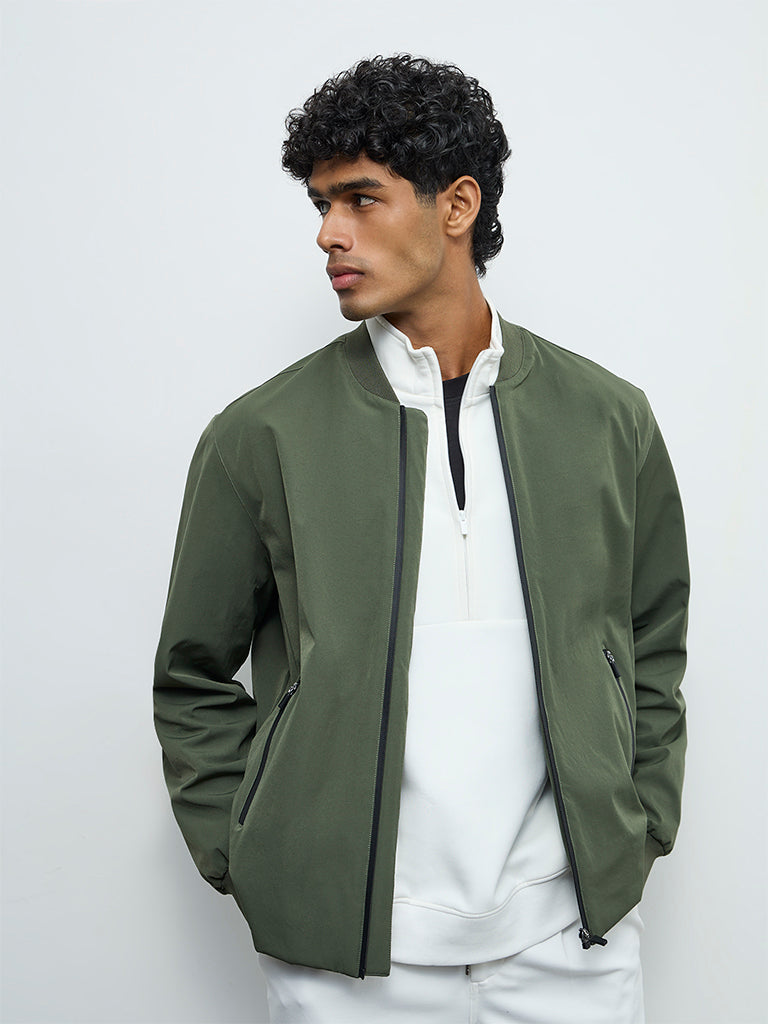 Nuoflexx Olive Relaxed-Fit Bomber Jacket