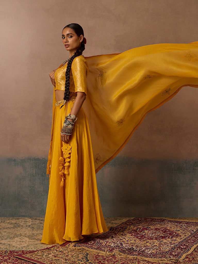 Embroidered Mustard Dupatta