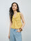 Bombay Paisley Yellow Ruched Cotton Top
