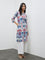 Utsa Blue Printed Cotton Straight Kurta