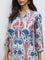 Utsa Blue Printed Cotton Straight Kurta