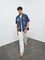 ETA Navy Printed Relaxed-Fit Cotton Shirt