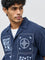 ETA Navy Printed Relaxed-Fit Cotton Shirt