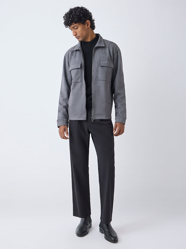 Ascot Grey Relaxed-Fit Suede Jacket