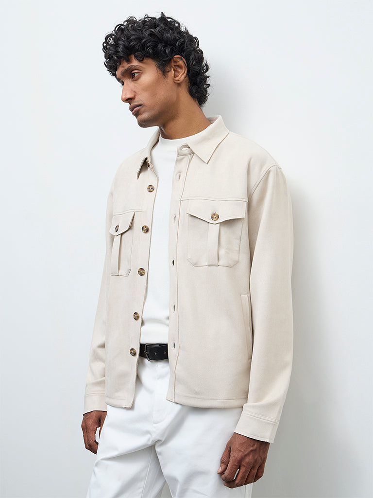 Ascot Beige Relaxed-Fit Suede Jacket