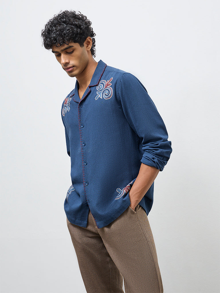 ETA Brown Embroidered Relaxed-Fit Cotton Jacket