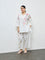 Diza White Floral Pattern High-Low Cotton-Blend Tunic