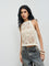 Bombay Paisley Cream Crochet-Knit Top