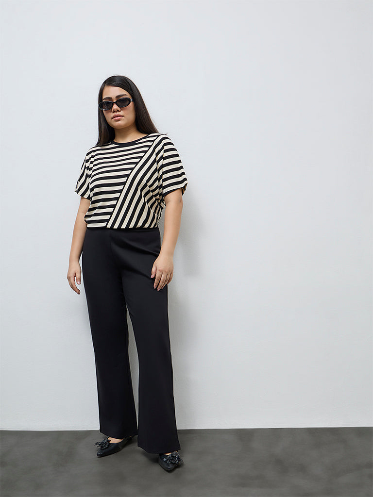 Gia Black Solid High-Rise Trousers