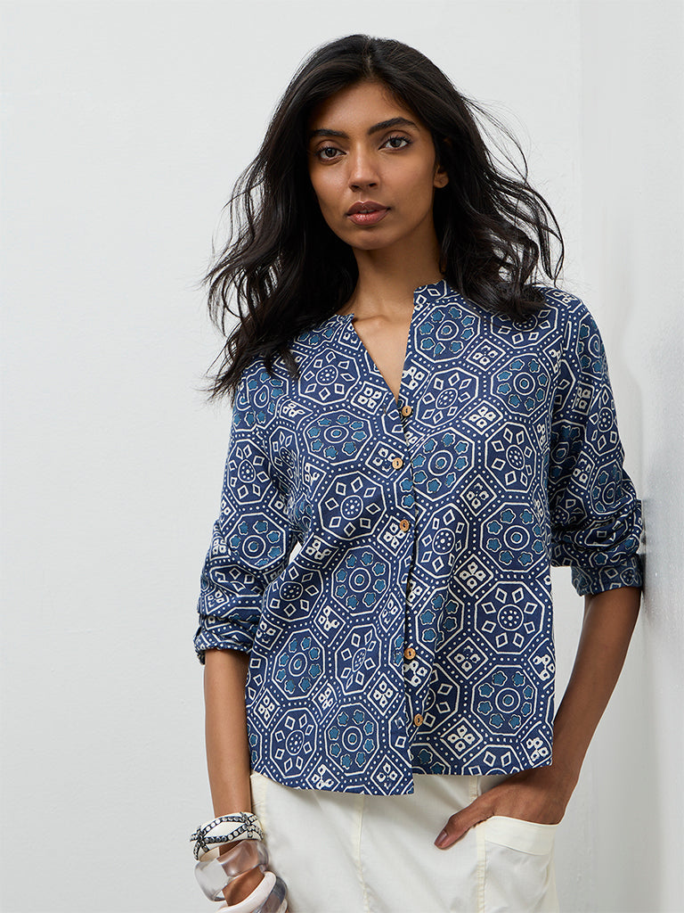 Utsa Indigo Printed Cotton Tunic