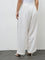 Diza White Solid Linen Pants