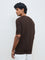 Ascot Dark Brown Textured Relaxed-Fit Cotton T-Shirt