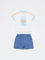 HOP Baby Boys White Tropical Themed Cotton Polo T-Shirt and Shorts Set