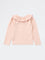 HOP Kids Girls Pink Ribbed Bow-Detail Cotton-Blend Top