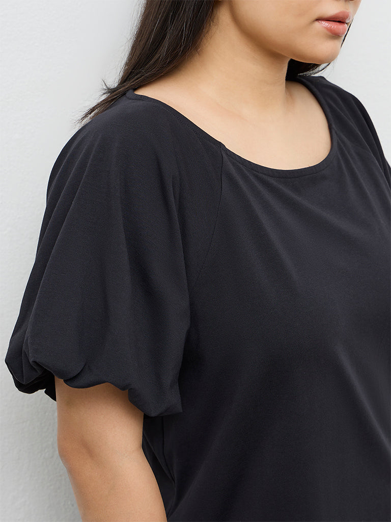 Gia Black Cotton Straight Dress