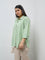 Gia Mint Seersucker Striped Cotton Shirt