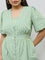 Gia Mint Seersucker Striped Cotton A-Line Dress