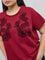 Gia Red Embroidered Cotton T-Shirt
