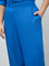 Gia Blue Solid High-Rise Pants