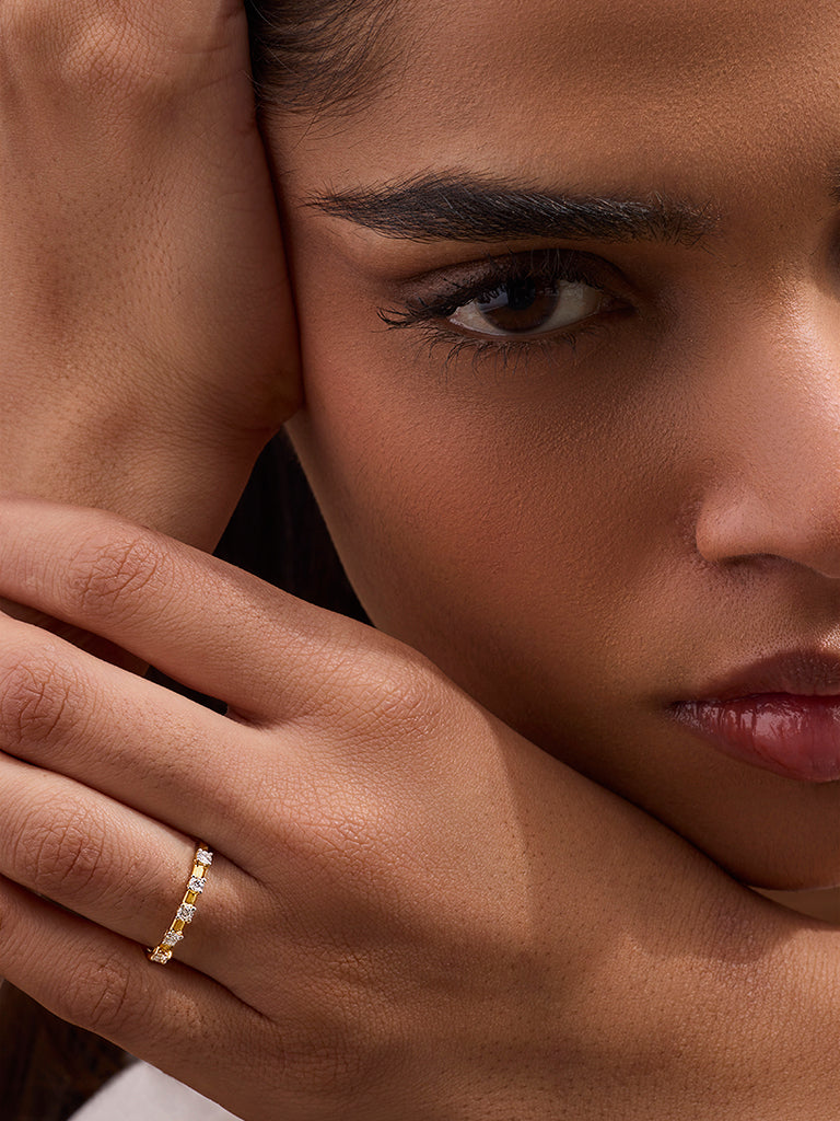 Yellow Lab Diamond 5 Stone Stackable Ring