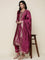 Magenta Silk embroidered three piece suit set