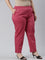 Women Solid Medium Pink Comfort Fit Cotton Pants