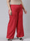 Women Dark Red Solid Linen Palazzos