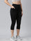 Women Solid Black High Rise Training Capri