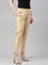 Women Light Gold Solid Mid Rise Metallic Pants