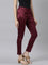 Dark Wine Polyester Shiny Pants