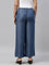 Women Solid Blue Denim Wide Leg Pants