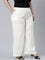 Women Cream Solid Wide Leg Pants