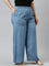 Women Solid Blue Denim Wide Leg Pants