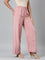 Women Baby Pink Solid Linen Palazzos